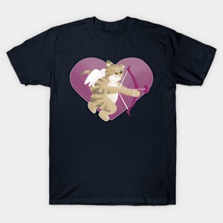 Valentine cat and pink heart T-Shirt